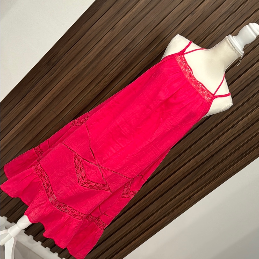 🏷️ Anthropology petites Vibrant Pink Sleeveless Dress size S